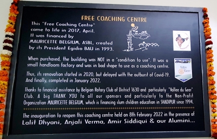 Ce 08-02-2022 Nargis a eu le plaisir d'inaugurer le "Free Coaching Center" à Delhi